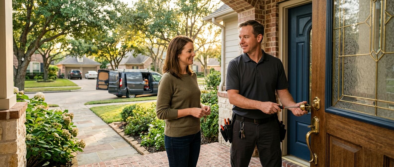Professional locksmith houston technician at work in Houston